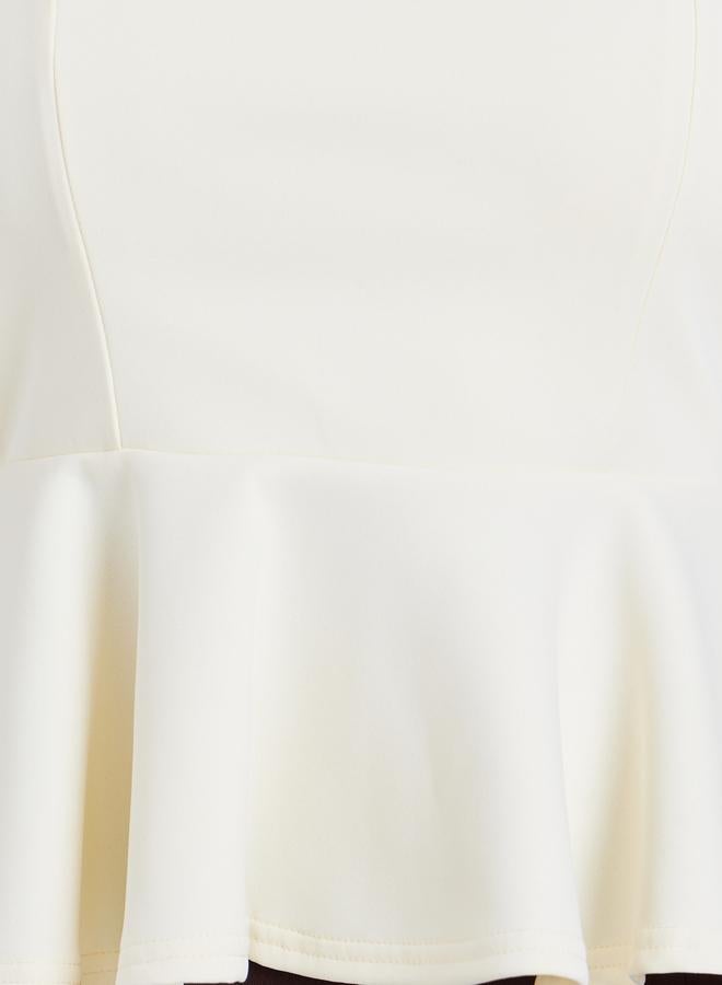 Styli Women Off-White Strapless Peplum Top - Image 2